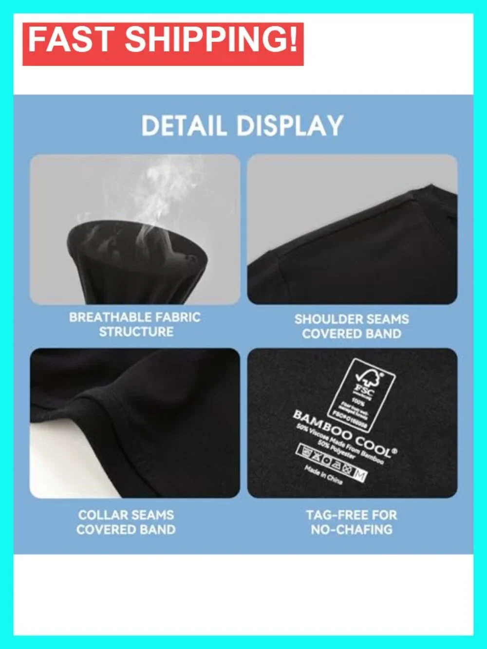 Moisture Wicking Crewneck Undershirts 6 Pack Breathable Stretch Soft Tees